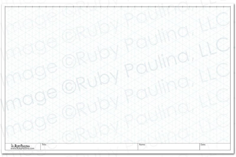 11x17 Isometric Grid Paper Pad 50-Page Tabloid Size Sheets. Fade-Out Blue Ink, 30/60/90 Degree Angles. Ideal for CAD Drafting, 3D Sketching, Engineering, and Art